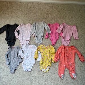 9 newborn long sleeve onesies
